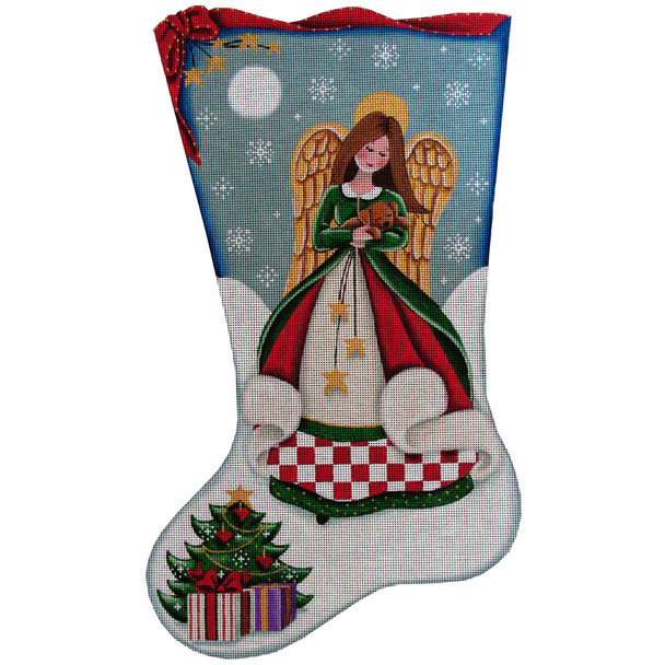 1396b Angel’s Puppy Stocking 11" x 19" 13 Mesh Rebecca Wood Designs!