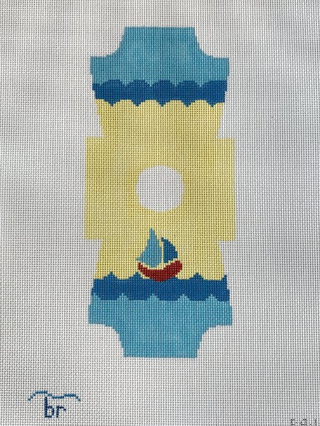 BA1 Onesie - Sailboat 3.5"x8" 18 Mesh Blue Ridge Stitchery