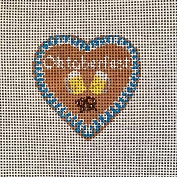 G3 Oktoberfest Lebkuchen (Gingerbread Heart) 4" heart  18 Mesh Blue Ridge Stitchery
