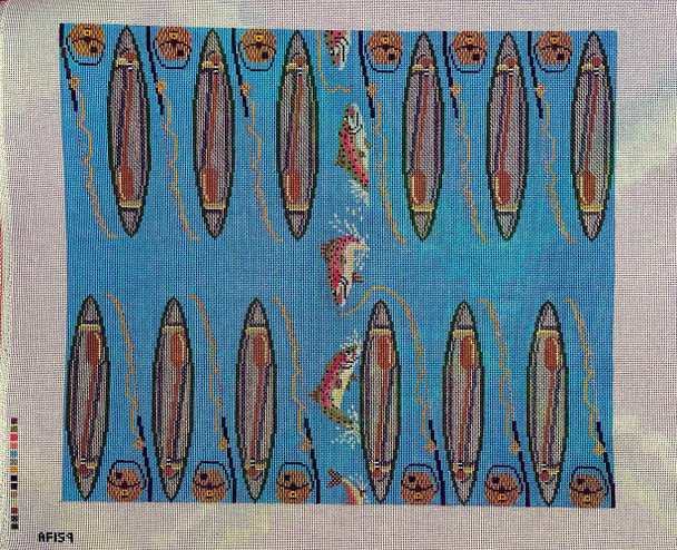 AF159 Canoe/Fishing Backgammon Board	16" x 20.25"	14 Mesh Anne Fisher Needlepoint, llc 