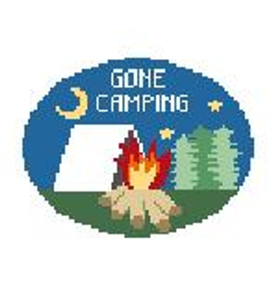 MO183C Gone Tent Camping Kathy Schenkel Designs 4.5 x 3.25 18 Mesh 