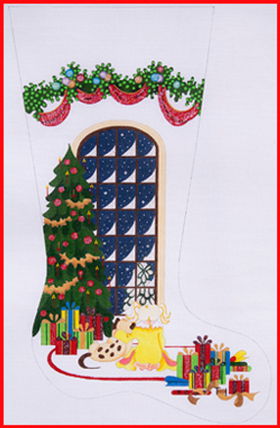 CS-280AHG Watching for Santa w/dog -tree window heavy garland female 18 Mesh 23" TALL Strictly Christmas!
