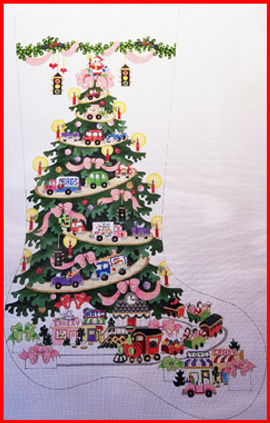 CS-181Transportation Tree for girls - pink ribbons 18 Mesh 23" TALL Strictly Christmas!