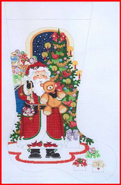 CS-263 Santa holding a big teddy bear 18 Mesh 23" TALL Strictly Christmas!