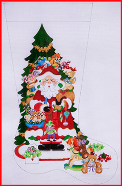 CS-270 Santa holding a puppet, large tree 18 Mesh 23" TALL Strictly Christmas!