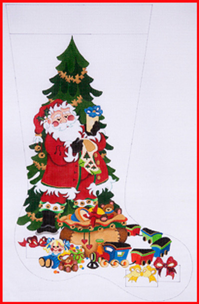 CS-268 Santa filling stocking w/bag & toys Tree 18 Mesh 23" TALL Strictly Christmas!