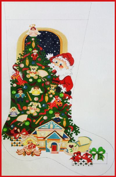 CS-285 Santa behind tree w/toys Female 18 Mesh 23" TALL Strictly Christmas!