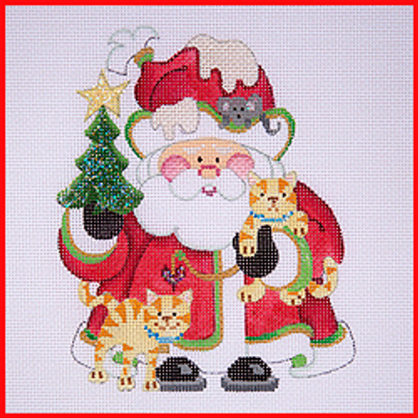COSA-16 Tree  & cats - light red coat 5 1/2" to 6" tall 18 Mesh SQUATTY SANTA Strictly Christmas