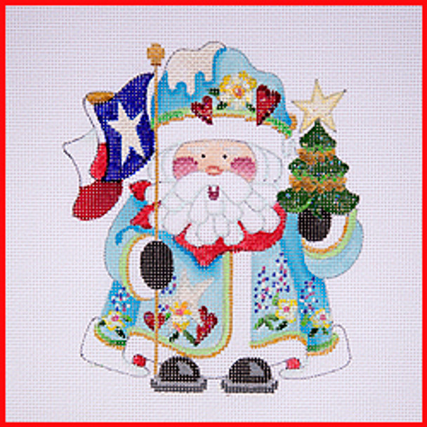 COSA-35 Tree & Texas flag - Texas Santa 5 1/2 to 6 tall 18 Mesh SQUATTY  SANTA Strictly Christmas - The NeedleArt Closet