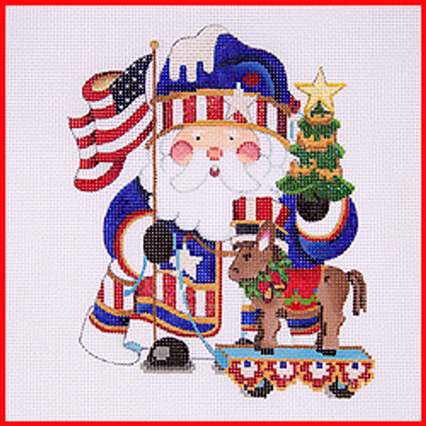 COSA-56 Tree & donkey - Democratic Santa 5 1/2" to 6" tall 18 Mesh SQUATTY SANTA Strictly Christmas