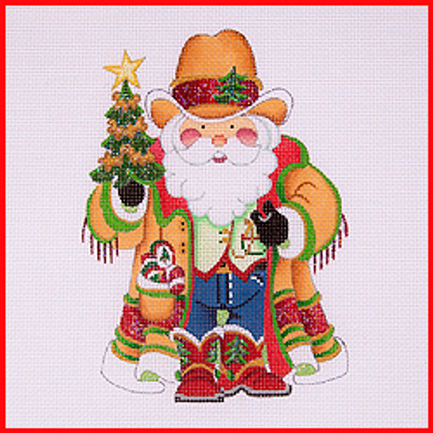 COSA-61 Tree, cowboy hat, boots & duster coat 5 1/2" to 6" tall 18 Mesh SQUATTY SANTA Strictly Christmas