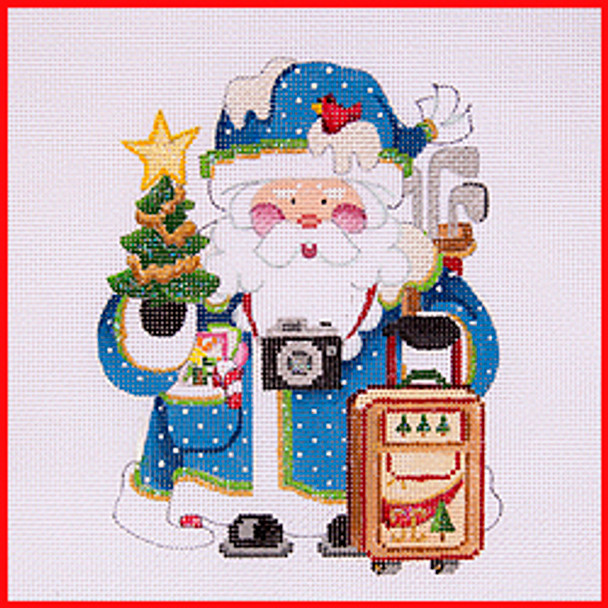 COSA-63 Tree - suitcase & golf clubs - Snowbird Santa 5 1/2" to 6" tall 18 Mesh SQUATTY SANTA Strictly Christmas