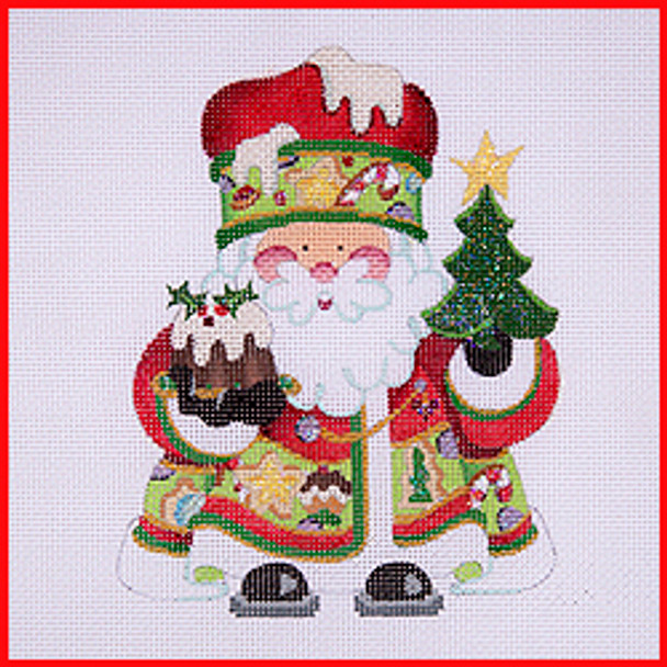 COSA-21 Tree & plum pudding - red coat w/cookie band 5 1/2" to 6" tall 18 Mesh SQUATTY SANTA Strictly Christmas