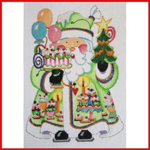 COCS-14 Birthday 7 3/4" x 5" 18 Mesh CELEBRATING SANTA Strictly Christmas