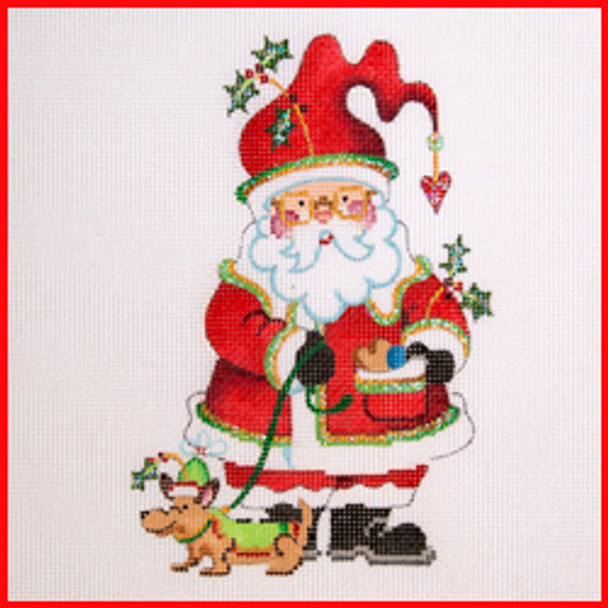 COKR-12 Dog dressed in hat and coat 6 1/2" x 4 1/2" 18 Mesh KRINGLE SANTA Strictly Christmas