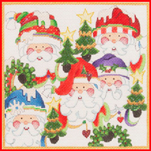 CHP-06 1Santa heads 8" x 8" 18 Mesh Strictly Christmas