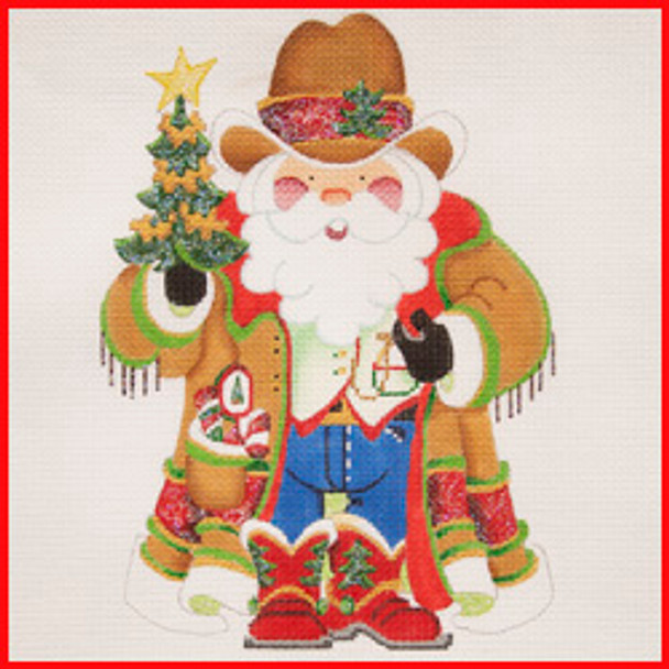 SS-02 Western Santa w/Duster Coat (COSA-61)  8" x 11" 13 Mesh STANDING SANTA Strictly Christmas
