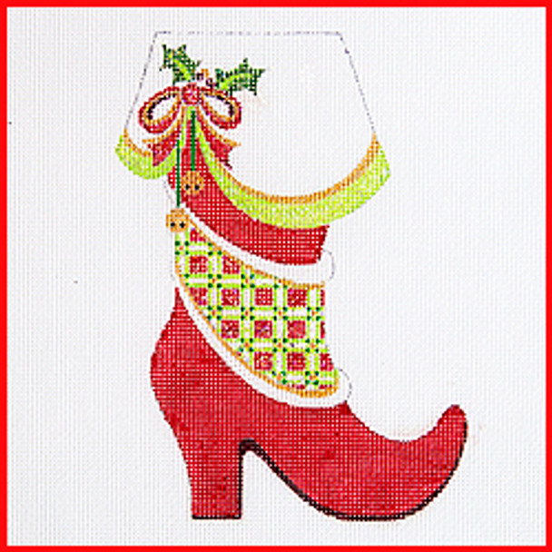 COBTS-01 Ms. Claus boot 5 3/4" x 4 1/2" 18 Mesh SANTA & MS. CLAUS BOOT  Strictly Christmas