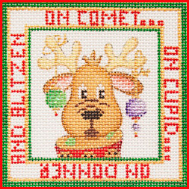 COSQ-15 On Comet, on Cupid, on Donder & Blitzen 3 1/2" x 3 1/2" 18 Mesh NIGHT BEFORE CHRISTMAS SQUARE Strictly Christmas