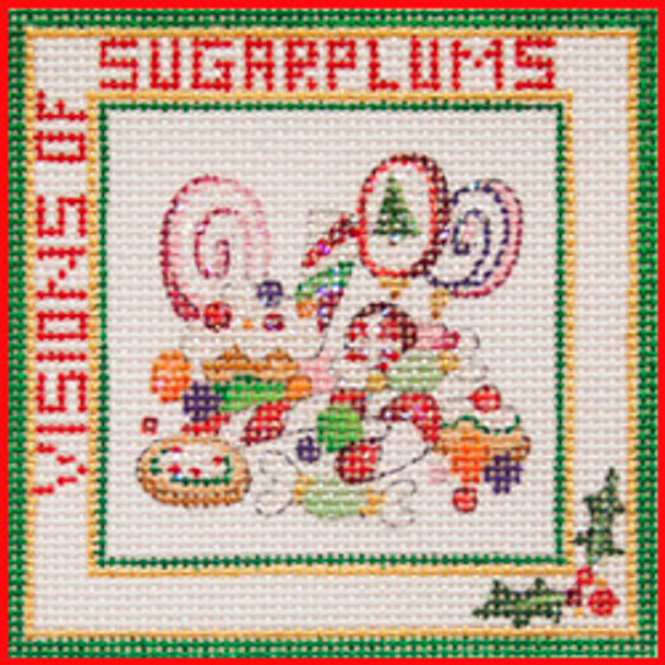 COSQ-08 Visions of sugarplums 3 1/2" x 3 1/2" 18 Mesh NIGHT BEFORE CHRISTMAS SQUARE Strictly Christmas