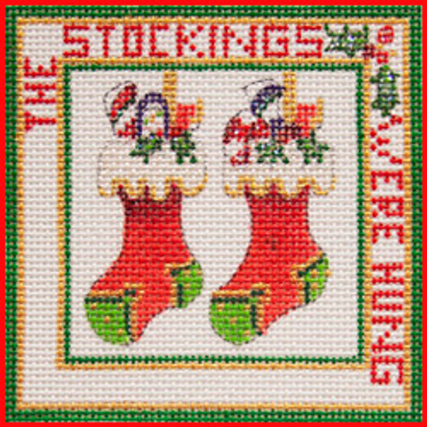 COSQ-07 The stockings were hung 3 1/2" x 3 1/2" 18 Mesh NIGHT BEFORE CHRISTMAS SQUARE Strictly Christmas