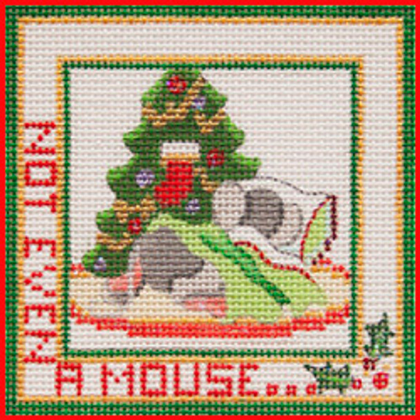 COSQ-06 Not even a mouse 3 1/2" x 3 1/2" 18 Mesh NIGHT BEFORE CHRISTMAS SQUARE Strictly Christmas