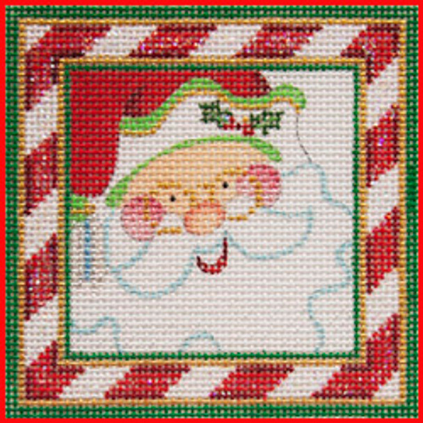 COSQ-02  Santa face candy cane 3 1/2" x 3 1/2" 18 Mesh NIGHT BEFORE CHRISTMAS SQUARE Strictly Christmas