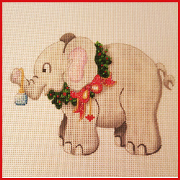 COAN-08 Elephant w/blanket trappings & holly garland 4" x 5 1/4" 18 Mesh Strictly Christmas