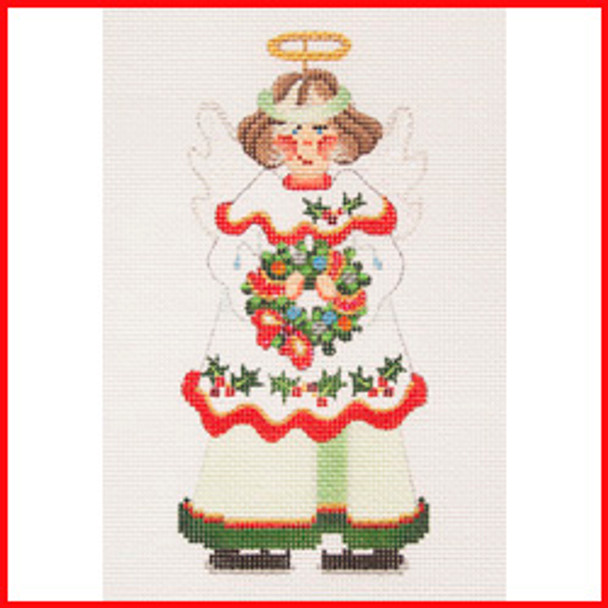 COANG-04 Girl angel holding a wreath 6" x 3"18 Mesh Strictly Christmas