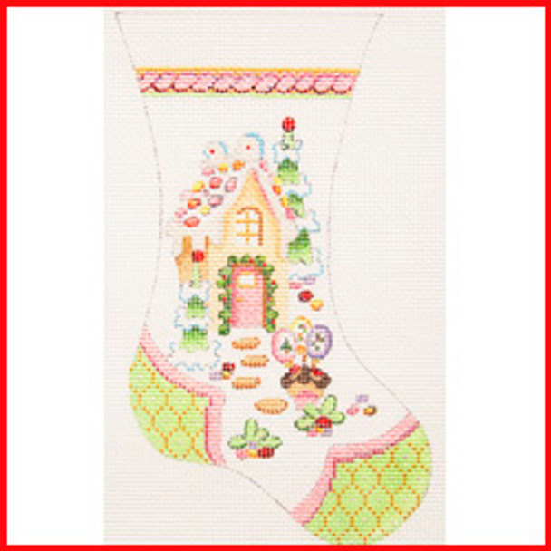 COLM-05 Gingerbread house 6 3/4" x 3 1/2" 18 Mesh MINI STOCKING Strictly Christmas