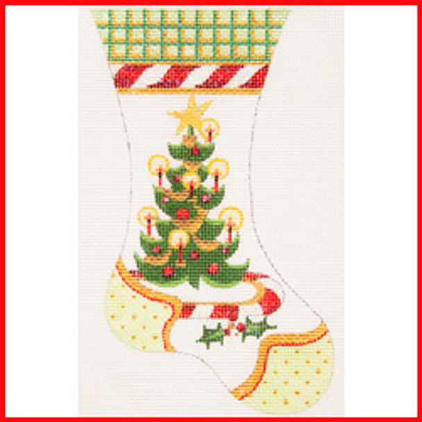 COLM-02 tree & candy cane rug 6 3/4" x 4" 18 Mesh MINI STOCKING Strictly Christmas