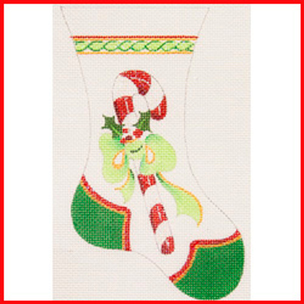 COLM-01 Candy canel 6 3/4" x 4" 18 Mesh MINI STOCKING Strictly Christmas