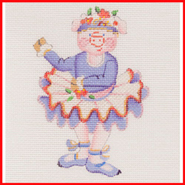 CODA-02 Dancing pig in purple tutu 4 1/2" x 3 1/2" 18 Mesh Strictly Christmas