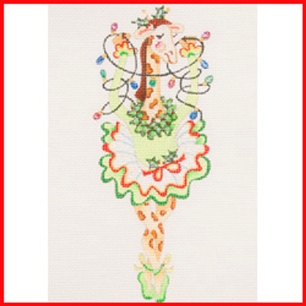 CODA-03 Dancing giraffe in  Christmas tutu holding strand of lights 8" x 3"18 Mesh Strictly Christmas