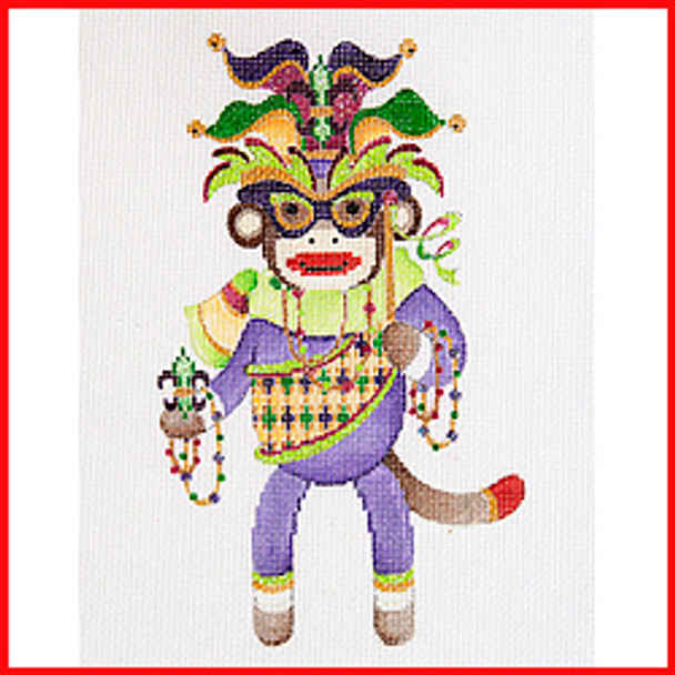 COSK-16 Sock monkey dress for Mardi Gras 7 1/2" x 4 1/2" 18 Mesh Strictly Christmas
