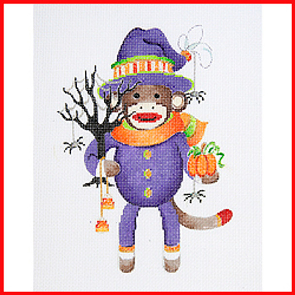 COSK-15 Sock monkey dressed for Halloween 7 1/2" x 4" 18 Mesh Strictly Christmas