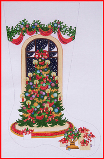 CS-391 Elegant tree - heavy garland w/swags 13 Mesh Stocking  23'Tall Strictly Christmas !
