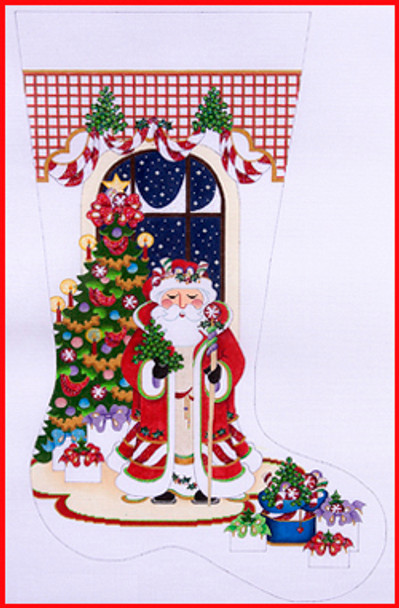 CS-144 Candy Cane Santa Tree, Lattice top (red & gold) 13 Mesh 23" TALL Strictly Christmas!