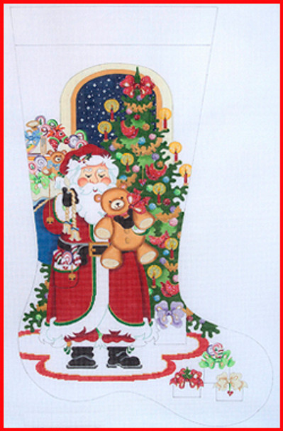 CS-263 Santa holding a big teddy bear 13 Mesh 23" TALL Strictly Christmas!