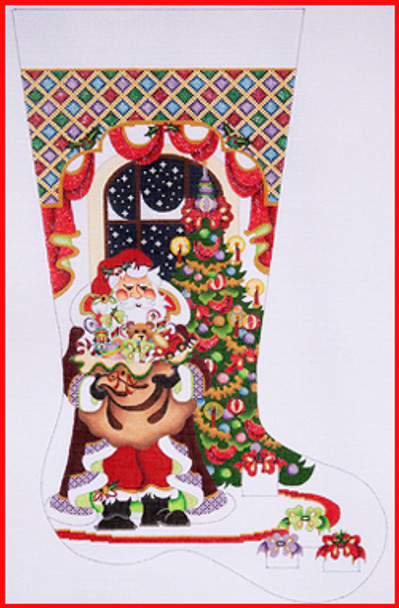 CS-398 Santa in cloak tree w/diamond top 18 Mesh Stocking 23" Tall Strictly Christmas!