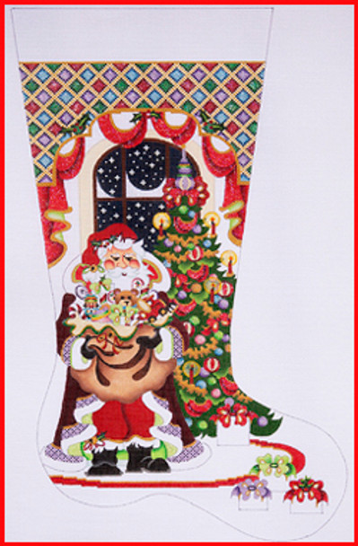 CS-398 Santa in cloak tree w/diamond top 13 Mesh Stocking 23" Tall Strictly Christmas!