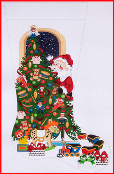CS-286 Santa behind tree w/toys Male 13 Mesh 23" TALL Strictly Christmas!