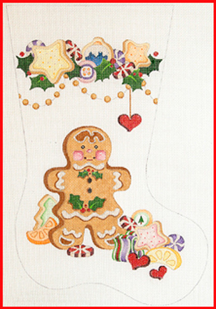 CS-1127 Gingerbread girl w/cookies & candy  garland 13 Mesh Stocking MID-SIZE 18" tall Strictly Christmas!