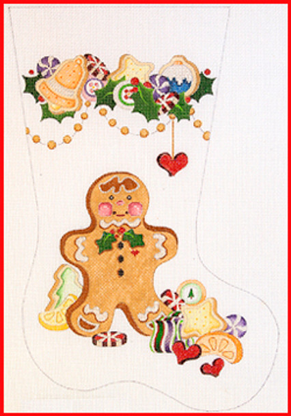 CS-1128 Gingerbread Boy w/cookies & candy candy garland 13 Mesh Stocking MID-SIZE 18" tall Strictly Christmas!