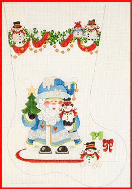 CS-1144 Santa; garland w/snowmen 13 Mesh Stocking MID-SIZE 18" tall Strictly Christmas!