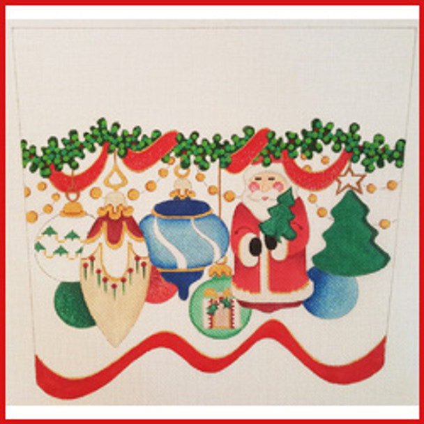 CSC-52 Ornaments w/handblown Santa 9 1/2" x 10 1/2" 13 Mesh STOCKING CUFF Strictly Christmas!