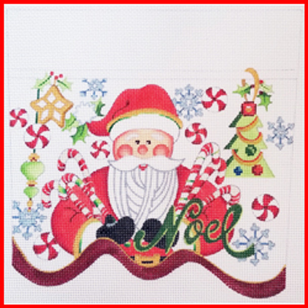 CSC-115 Santa w/candy canes & other candy - Ellena Vladykina 9" x 10" 18 Mesh STOCKING CUFF Strictly Christmas!