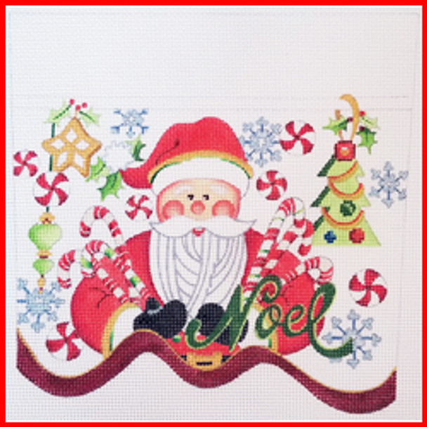 CSC-115 Santa w/candy canes & other candy - Ellena Vladykina 9" x 10" 13 Mesh STOCKING CUFF Strictly Christmas!