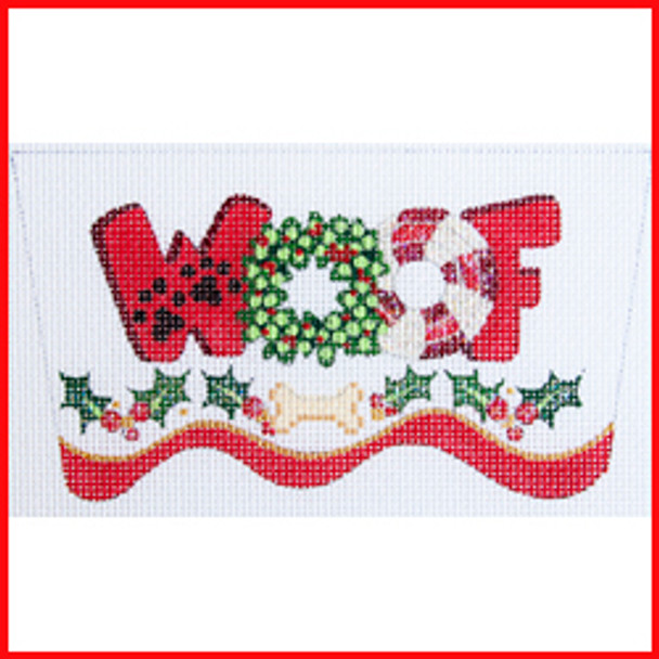 CSC-1001  Woof cuff w/bone 4" x 7" 13 Mesh STOCKING CUFF Strictly Christmas!