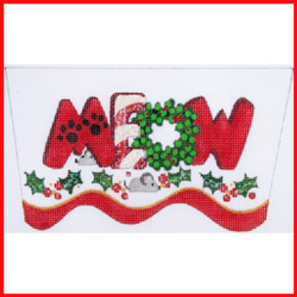 CSC-1002 Meow cuff w/mouse 4" x 7" 13 Mesh STOCKING CUFF Strictly Christmas!